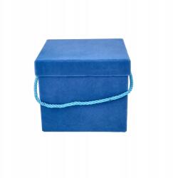  Flowerbox szögletes Kék velúr virágtartó doboz Ajándék 15x13cm (ART18497)