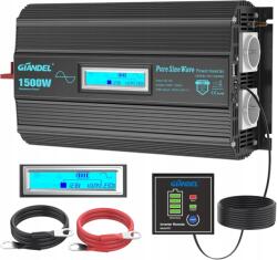 Giandel Inverter átalakító 1500W 12V 230V LCD képernyő