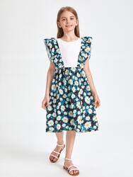 Shein Lány Ruha, virágmintás, fodros, Size 128