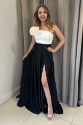 Parisse Fekete szatén szoknya hasítékkal Méret: 4XL