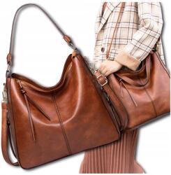 EdiBazzar Női Bőr Kézitáska Barna Városi Válltáska Klasszikus Nagy Tágas A4 (Pojemna Klasyczna Duża Torebka Damska Brązowa)