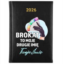 FunnyCase Könyvnaptár 2026 Csillámos Második Nevem Fekete tervező Ajándék Wz (Kalendarz Czarny BROKAT MOJE DRUGIE IMIĘ)