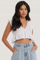 NA-KD Fehér Crop Top Hímzés 34
