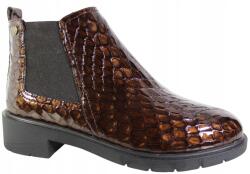 Maciejka női bokacsizma P7219 37 Méret méret bőr barna lakkbőr (P7219-02/00-7-37)
