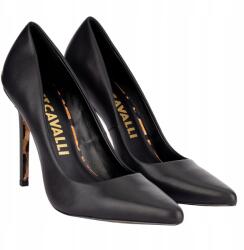 Just Cavalli luxus női bőr magassarkú cipő Nero Gold 41-es (77RA3S01 ZPA33 899)
