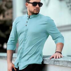  Férfi Ing Állógallérral Slim Casual Látogatói Zöld Sportos M 39/40 (60-91-502)