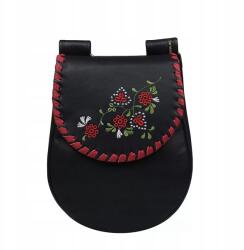 Słoń Torbalski Fekete bőr kézitáska virágos hímzéssel Lengyel gyártás Kézzel varrott (00-501-0101-E10-761803)