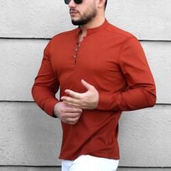  Férfi Ing Állógallérral Nagy Méret Barna Szellős Méret 3XL (12-110-502)