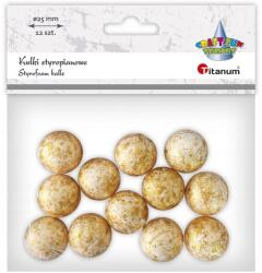 Titanum hungarocell golyók, 12 db, arany, 25 mm, ideális barkácsoláshoz (5903714551323)