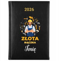 FunnyCase Könyvnaptár 2026 Arany Fogantyú *név* Fekete Tervező Ajándék Minták (Kalendarz Czarny ZŁOTA RĄCZKA *IMIĘ*)
