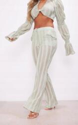 Prettylittlething strandnadrág, egyenes, textúrájú, Size L, zöld