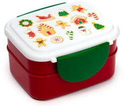 Puckator Karácsonyi ételhordó, uzsonnás doboz szett, 12x15, 5x8, 5cm, Bento, Mézeskalács minta (PCT-XLBOX113)