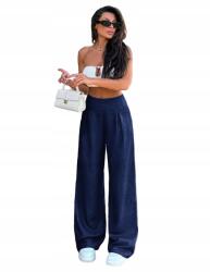 Shein Nadrág Sötétkék Egyenes Magas Derekú Elegáns 36 S__s