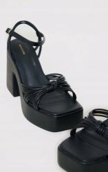  Fekete Szandál Pántos Csomós Magas Platform Cipzáras Csat Plt 39 (CNC7146)