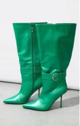  Zöld Magassarkú Csizma Cipzáras Felsőrésszel Csattal 37-ES (PLT666)