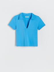 Reserved IC01311 Kék Crop Top Gallér Nyakkivágással V S