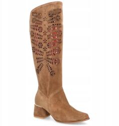 TYMOTEO Stílusos áttört csizma Tymoteo L1001 Bézs 38 (TYMOTEO L1001 CAMEL ZAMSZ)