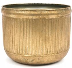 Styldekor Virágtartó Fém Fedél Arany 19x24cm Bordázott Öregített 20 25 (0405641-3AP)