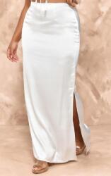 Prettylittlething FC15120 Szatén Maxi Szoknya Fehér Cipzáras Prettylittlething (11) XXL