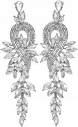 EdiBazzar Női hosszú ezüst fülbevaló esküvőre, kristályokkal (8964977183352)