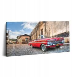 Wallfluent Vászonkép Nappaliba Dekoratív Piros Régi Autó 100x50 cm (010030010010000008477)