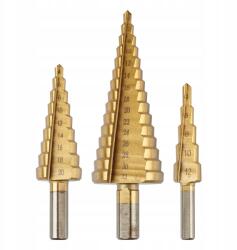 GRAPHITE Lépcsős fúrók: 4-12, 4-20, 4-32 mm, TiN, 3 db-os készlet (54T300)