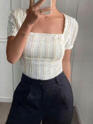 Shein KC55309 Shein Texturált Póló Ekrü Színben (38) M