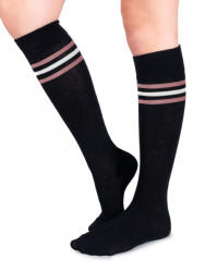 YOCLUB Yo! Club lány térdzokni csíkos fekete pamut 31-34