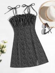 Shein DC55313 Shein Trapéz Ruha Mini Vállpántokkal Növényi Mintás L