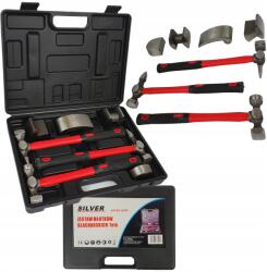 SilverTools Bádogos Kalapács Készlet Bádogos Kalapács 7EL Üllő Bőrönd Lemez (S11020)