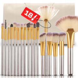 Sminkes Ecset Készlet XXL Professzionális Tokkal 18 Db-os Szett Arany (Zestaw pędzli do makijażu XXL)