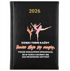 FunnyCase Könyvnaptár 2026 A Tánc Varázslattá Válik Fekete Ajándéktervező (Kalendarz Czarny TANIEC STAJE SIĘ MAGIĄ)