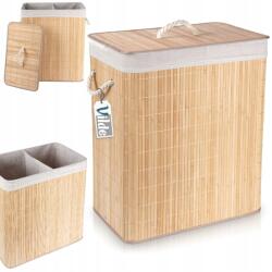 Vilde Fürdőszobai Bambusz szennyestartó kosár Kétrekeszes osztott dupla ruhatartó (5904316463045)