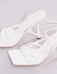  Klasszikus Fehér Magassarkú Szandál Magassarkú Kötött Pántos Pretylittlething 40 (BPW663)