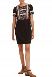 Desigual Fekete Mini Ruha, hímzéssel, 100% poliészter, Size 38 (19SWVWA2_2000)