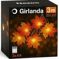  Girland Mesterséges Őszi Levelek Juhar 3M 20LED Dekoráció Erkély Dekoráció (212121)