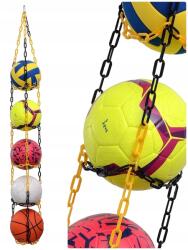 FBSYS labdatartó, 5 labdához, sárga-fekete, 173cm, állítható (fbsys-x5-żółto-czarny)