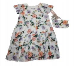  Virágmintás ruha kézitáskával 98-104 cm 4 év