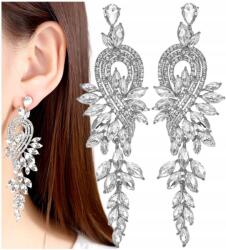 EdiBazzar Ezüst színű, díszes, hosszú, kristályos Boho fülbevaló (8113058565352)