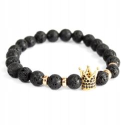  Arany korona & lávakő karkötő (boho-06)