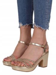 Shein Arany Platformos Szandál Alacsony Strasszokkal 40__40 (sx25020822125212375)