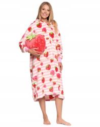 Moraj Rózsaszín kapucnis pulóver zsebbel Eper, uni, oversize (PDD5100-011)