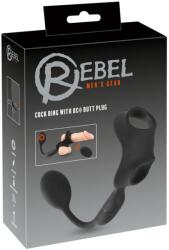 REBEL Men's Gear Cock Ring with Remote Control Butt Plug Vibrator