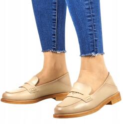 VINCEZA Bézs Bőr Papucs Női Bebújós Félcipő Kényelmes Puha Vinceza 39 (18100 BEŻOWE)