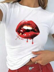 Shein Póló Fehér Nyomott Mintás 38 M__M