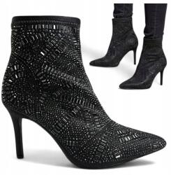 S. Barski Női zokni bokacsizma 38-as Barski magassarkú elegáns elasztikus strasszok (Barski HY51-161)