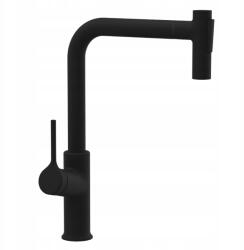 INVENA Mosogató csaptelep 2 funkciós, kihúzható kifolyócsővel Farsala fekete (BZ-40-L04)