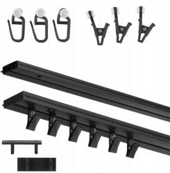 RENA Mennyezeti Függönykarnis Szimpla Pvc Mennyezeti Sín Fekete Tartozékokkal 150cm (REN-KAR-PCV-POJ-150)