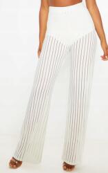 Prettylittlething Pretty Krémszínű Magas Derekú Nadrág Hálós Széles Szárú Eu 34-ES