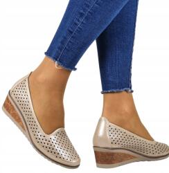 Potocki Arany Bézs Női Áttört Félcipő Potocki Bebújós Kivágással (12018 BEŻ)